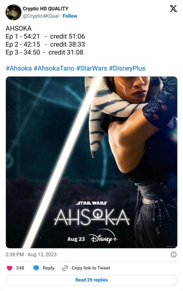 Runtimes for first 3 ‘Ahsoka’ episodes hint audiences are getting a lot more ‘Star Wars’ than they’ve been accustomed to